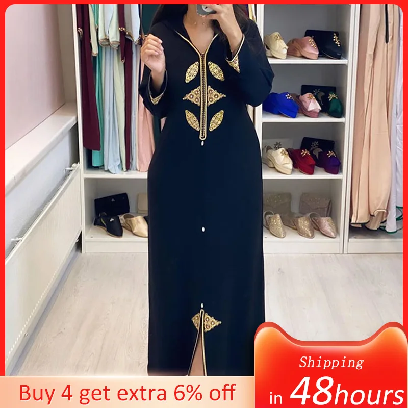 Vestido de manga larga con estampado de Dubái hijab para mujer, Vestido largo de Abaya musulmana, Estilo Vintage, para otoño, 2020
