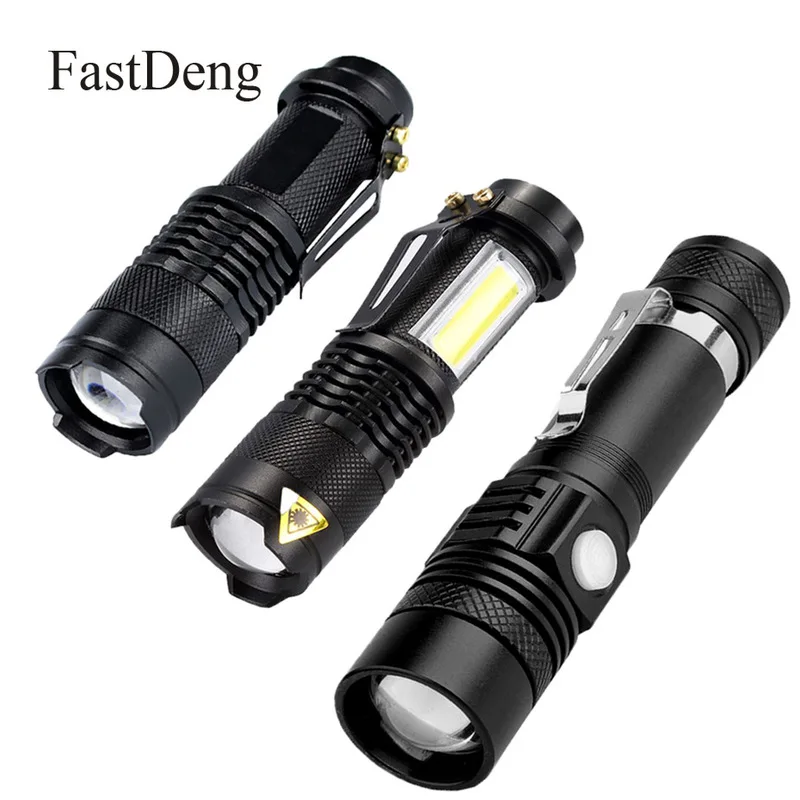 

LED Flashlight 2000LM Q5 Mini COB Torch AA/14500 Adjustable Zoom Focus Torch USB T6 High Power Battery Penlight Tactical Lantern