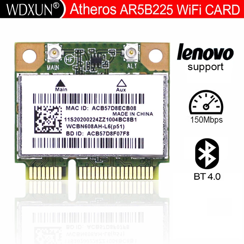 Atheros AR5B225 AR9485 Nửa Mini PCI-E WIFI Bluetooth 4.0 Không Dây Thẻ Cho Lenovo G400 G400S G500 G405 M490 mobile lan adapter