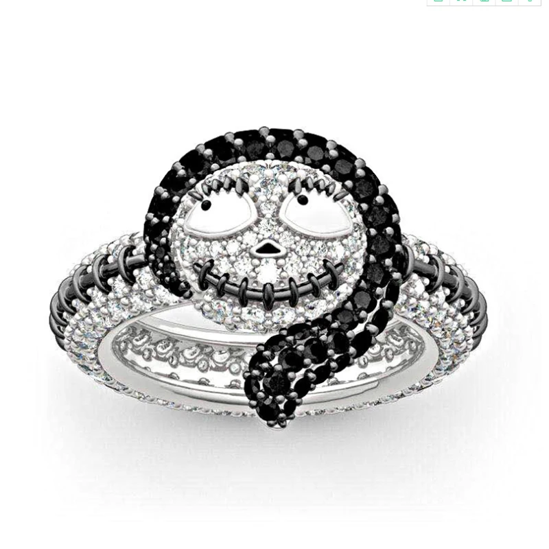 

Hanreshe The Nightmare Before Christmas Ring Sally Enamel Ring Silver Couple Gift Trendy Party Jewelry Crystal Ring Women Gift