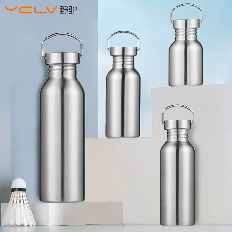 

American-Style Big Mouth Sports Bottle Single Layer Stainless Steel Steel Cover Insulated Cup Kettle Outdoor Travel Portable Cre