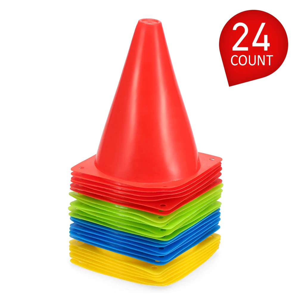 

Sports Soccer Ball 7 Inch Plastic Sport Training Traffic Cone Space Marker Plastic For Kids Football Training Soccer Four holes