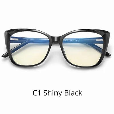 C1 Shiny Black Ralferty, женские прозрачные очки, оправа, синий светильник, женские очки, кошачий глаз, оптические оправы W2001 - Цвет оправы: C1 Shiny Black