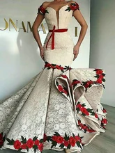  Sevintage Arabic Dubai Lace Mermaid Prom Dresses Flowers Off the Shoulder Evening Dress Formal Party Gowns Vestidos De Fiesta 
