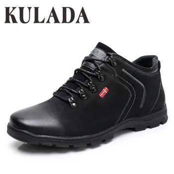 

KULADA New Shoes Men's Ankle Boots Men's Zipper Side Casual Boots Top Quality Lace-up Men's Spring&Autumn Boots