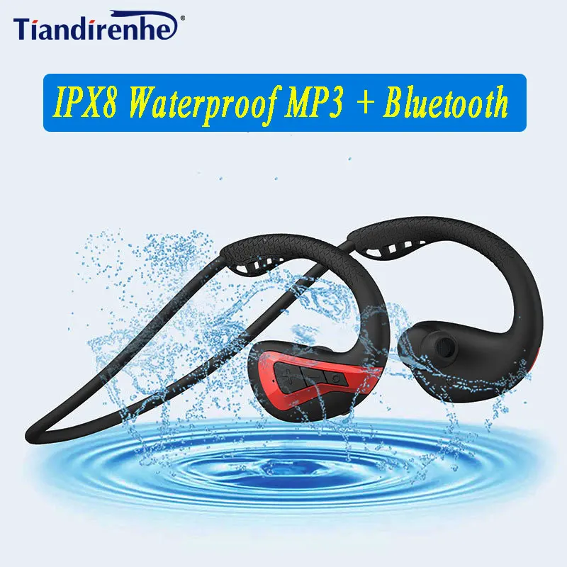 Baratos Nuevo 8G IPX8 reproductor de MP3 a prueba de agua y auriculares Bluetooth reproductor de música natación auricular deportes buceo correr estéreo Grm natación