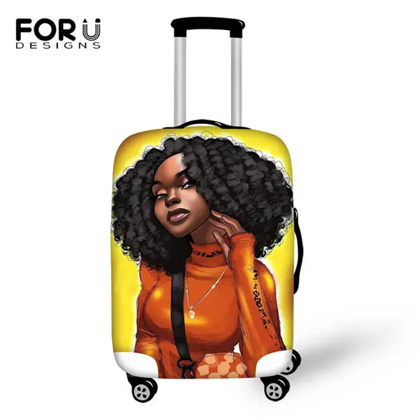 FORUDESIGNS/мультяшный багажный чехол для девочек в африканском стиле с принтом, аксессуары для путешествий, чехол для чемодана, только чехол - Цвет: CDWX3933LMS