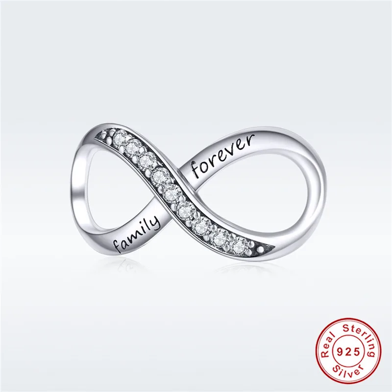 Браслет Pandora,, 925 пробы, серебряный, белый, кубический цирконий, бесконечная форма, бусины для ожерелья, цепочки, изготовление ювелирных изделий