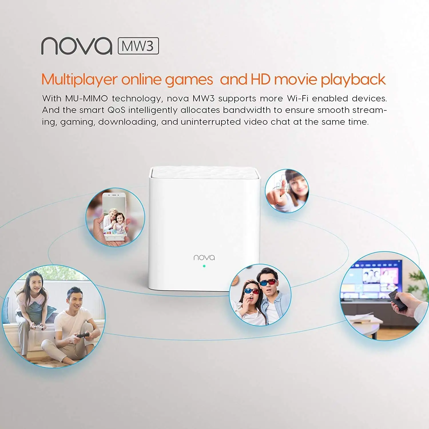 Tenda Nova 1xMW3 Home AC1200 Wireless Router Wifi Repeater Mesh Wi-Fi System Extender Bridge APP Remote Manage Easy Setup