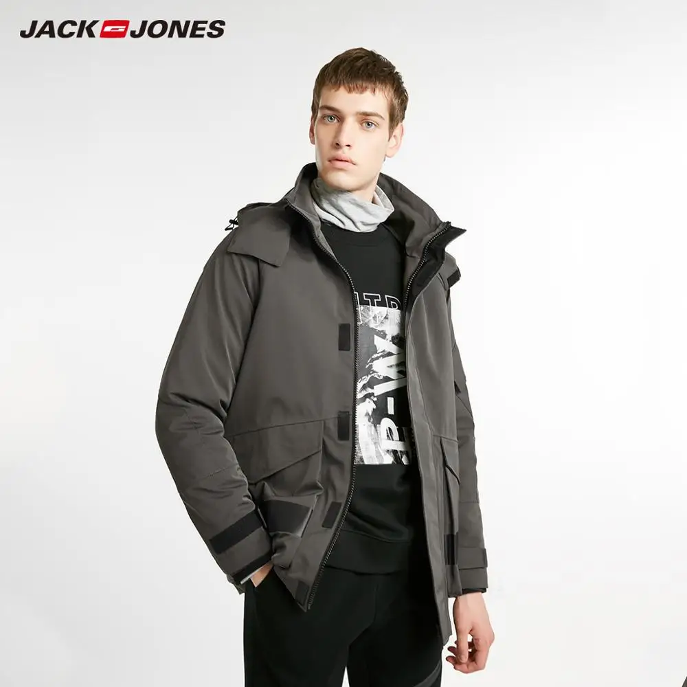Hunter Green JackJones Мужская Зимняя Повседневная стеганая куртка с капюшоном для мужчин 218409506 - Цвет: Hunter Green