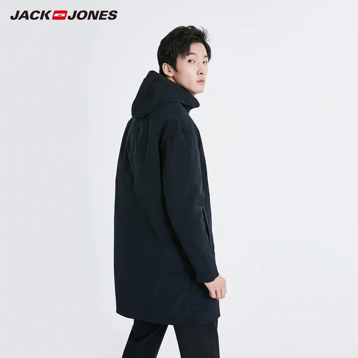 JackJones Мужская зимняя с капюшоном Повседневная Длинная теплая хлопковая куртка | 218309515