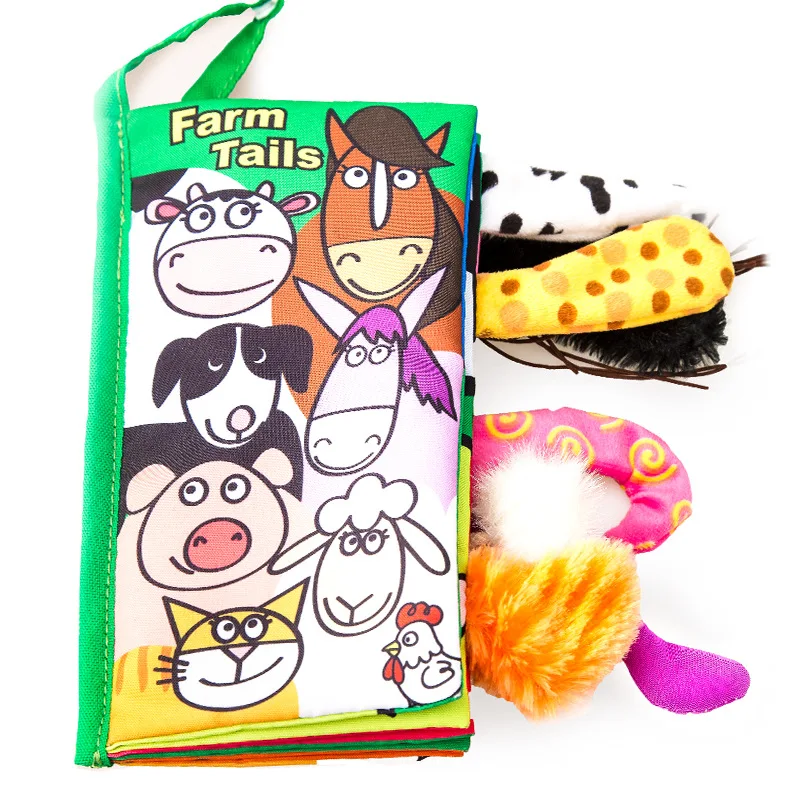 Cute Animals Tails Rattle Soft Baby Cloth Book Educational Baby Book Toys For Babies Development Toys 0-3 Years 14