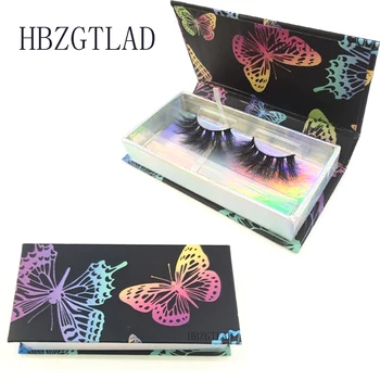 

New butterfly Eyelash Packing Box 15mm- 30mm mink eyelash with tray custom your logo sticker eyelash packaging box bulk makeup