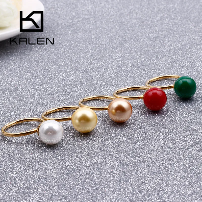Новые милые кольца KALEN с цветным жемчугом для женщин трехцветные круглые