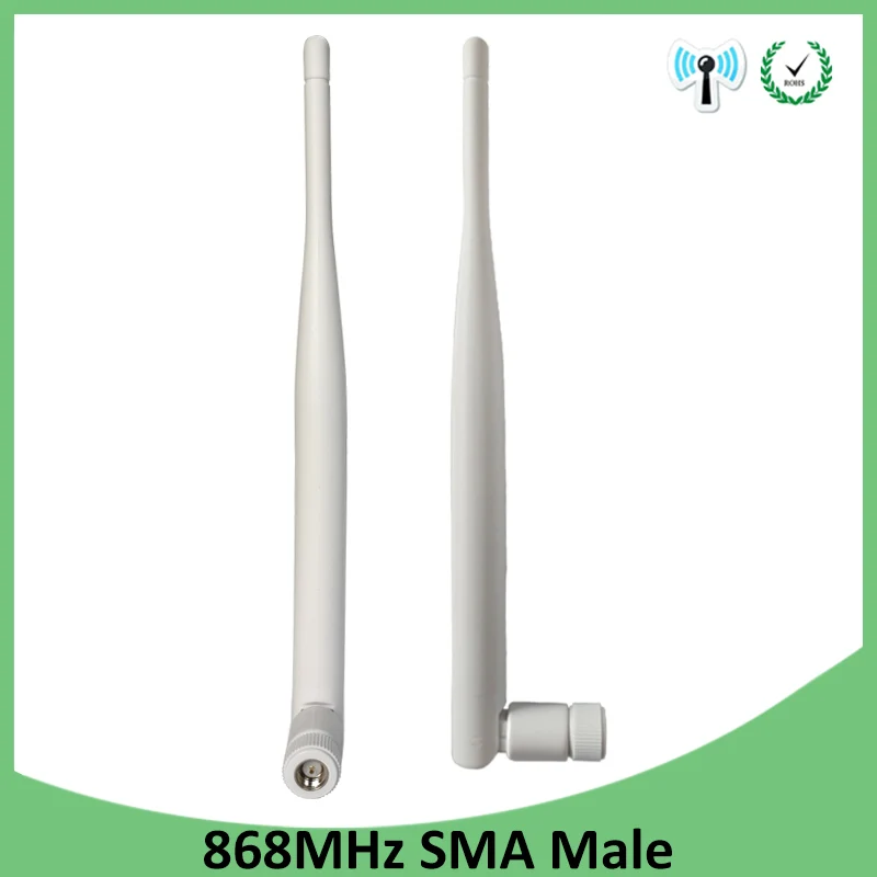 GWS 20pcs 868mhz antenna 5dbi sma male 915mhz GSM lora antene pbx iot module lorawan signal receiver white 20cm antena