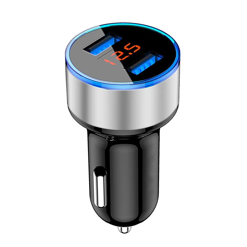 Универсальный двойной USB Автомобильное зарядное устройство цифровой светодиодный дисплей DC 5 В 3.1A Универсальный адаптер с тестером напряжения/тока для всех телефонов - Название цвета: Silver