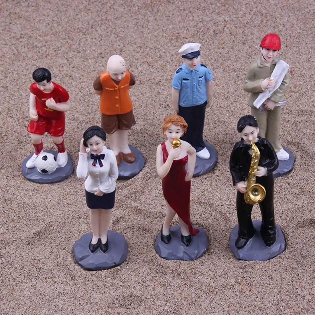  New 7Pcs 1:20 Sand Table Figure Model Kit Worker Doctor Athlete Babysitter Pregnant Woman Model - R