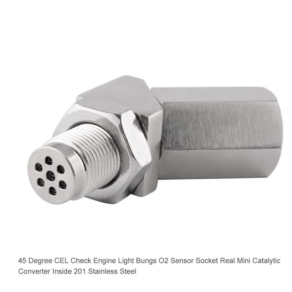 

M18X1.5 Oxygen Sensor Extender 45 Degree CEL Check Engine Light Fix O2 Sensor Spacer With Catalytic Converter