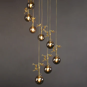 

Modern Iron Retro Glass Pendant Lights Nordic Hanging Lamp Stair Pendant Lamp Living Room Bedroom Dining Room Pending Lighting