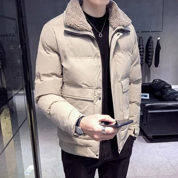 

2019 Winter New Parkas Coat Men's Fashion Cotton Thickening Korean Style Youth Casual Cotton Men's Clothing DD6MF