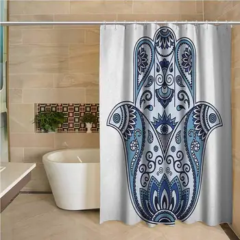 

Hamsa Odorless Waterproof Shower Curtain Mystical Ancient Civilizations Culture Protective Power Luck Evil Eye Large Home