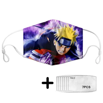 

Anime Mask Naruto Print Men Mouth Face Mask With 7pcs Activated Carbon PM2.5 Filter Paper Breathable Masks Mascara