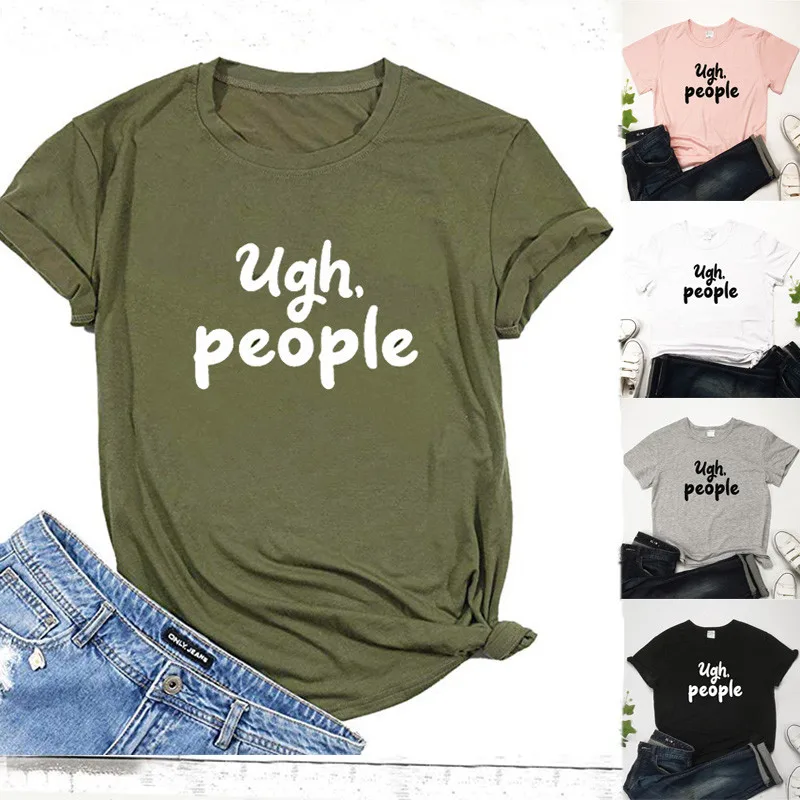 

YELITE Letter Print Women T shirt Cute Graphic Tees Casual Harajuku Summer Vogue Female T shirts Round Neck Short Sleeve T-shirt
