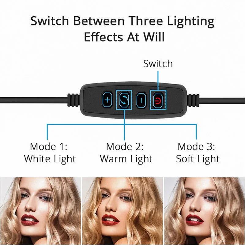 Диммируемый светодиодный кольцевой светильник для селфи 3500-6000K 160 светодиодный USB интерфейс вспышка для фото и видео освещения с штативом