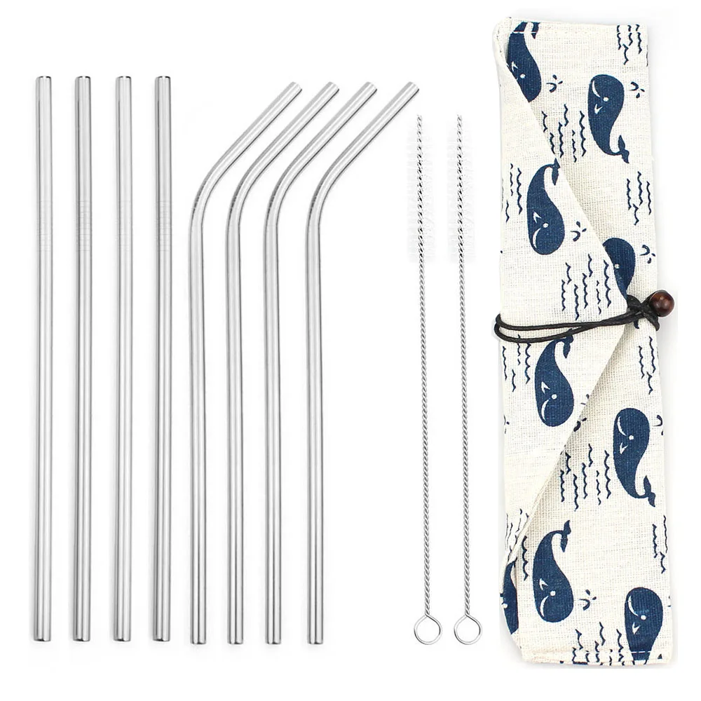 

Colorful Reusable Drinking Straw High Quality Stainless Steel Metal Straw with Cleaner Brush Bag Set For Mugs 20/30oz Print Logo