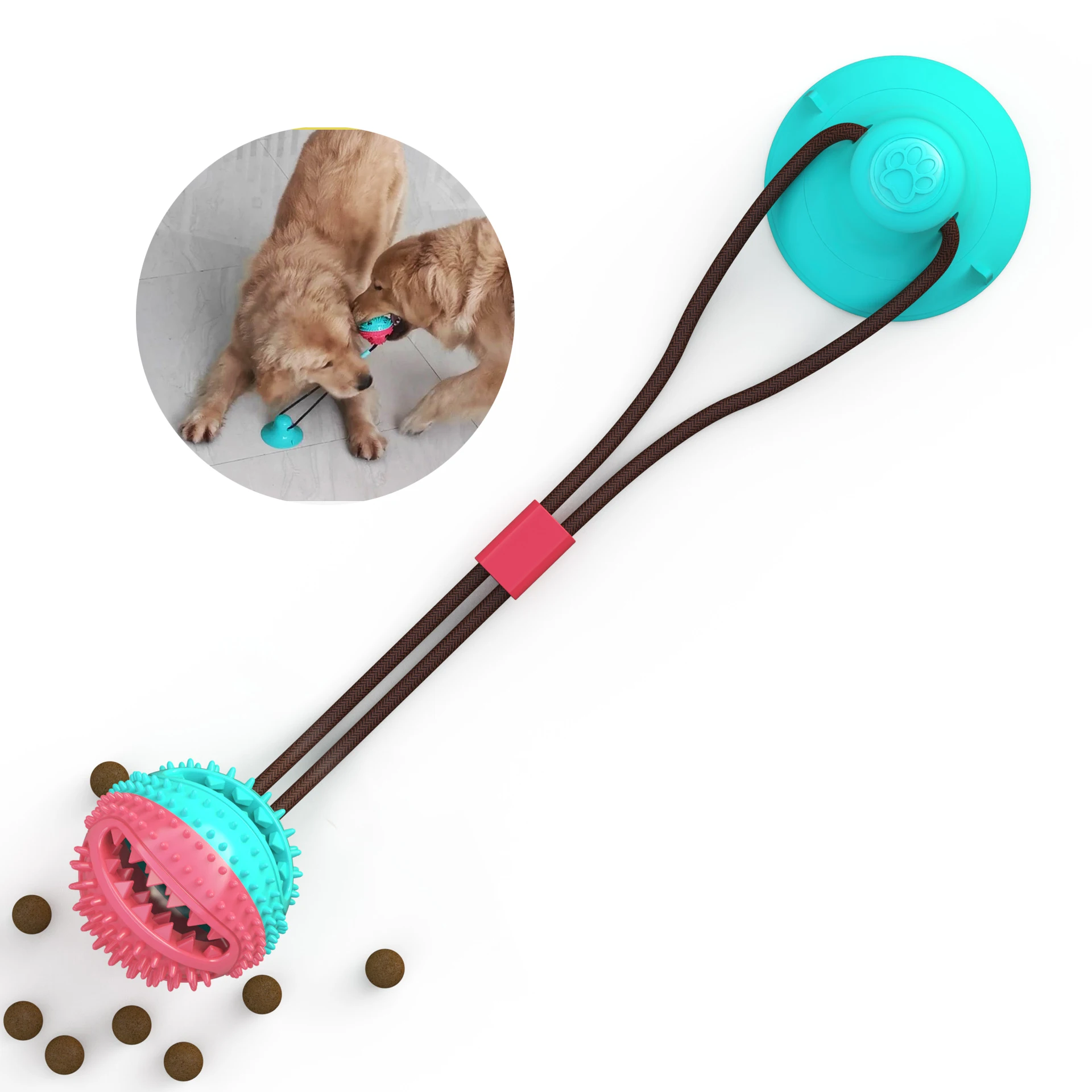Игрушки для собак, молярные укусы, многофункциональный тренировочный мяч с присоской, резиновый жевательный мяч, Очищающий зубы, безопасный эластичный ТПР для собак