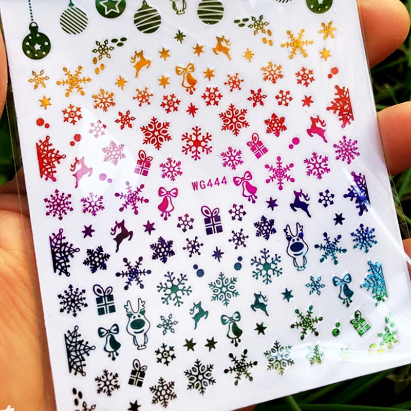 

10 шт., новогодние наклейки для дизайна ногтей