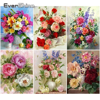 

EverShine 5D DIY Diamond Painting Full Drill Square Flowers Rose Diamond Embroidery Chrysanthemum Picture Rhinestone Mosaic Art