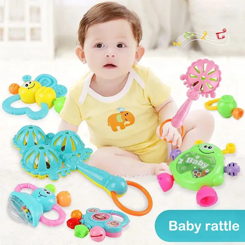 Set of 7 baby teether rattle baby rattle newborn baby 0 1 educational