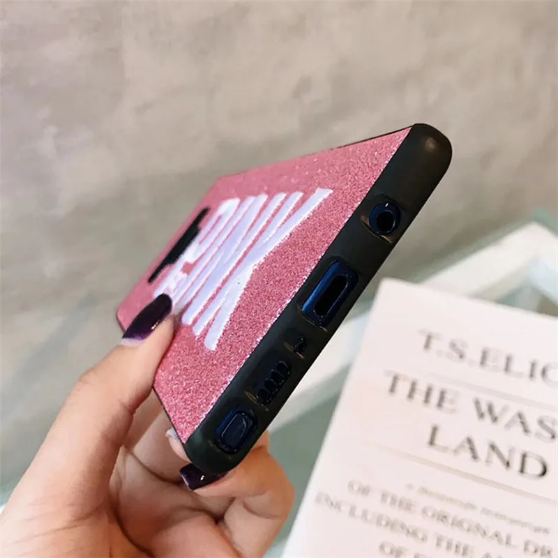 Shining Glitter Embroidery PINK Phone Case For Samsung Note 9 8  S10 lite S9 S8 Cover