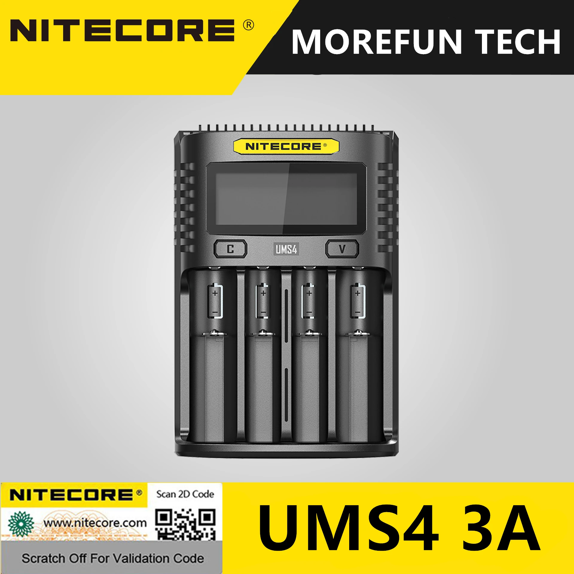 

Original NITECORE UMS4 3A Intelligent Faster Charging Superb Charger with 4 Slots Output Compatible 18650 14450 16340 AA Battery