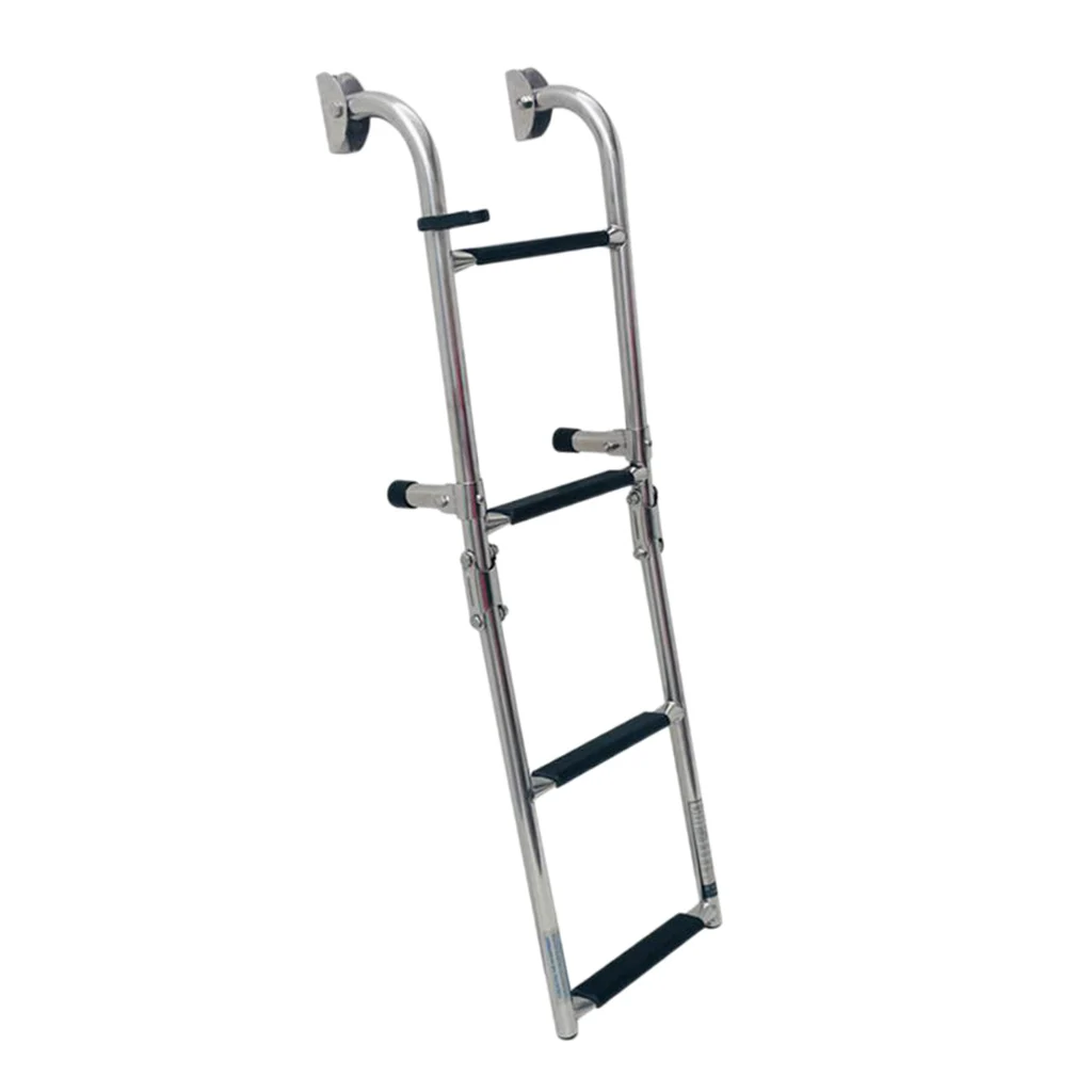 Marine Boat Telescopic Ladder (4 Step), Stainless Steel Folding Ladder -Antiskid Protective