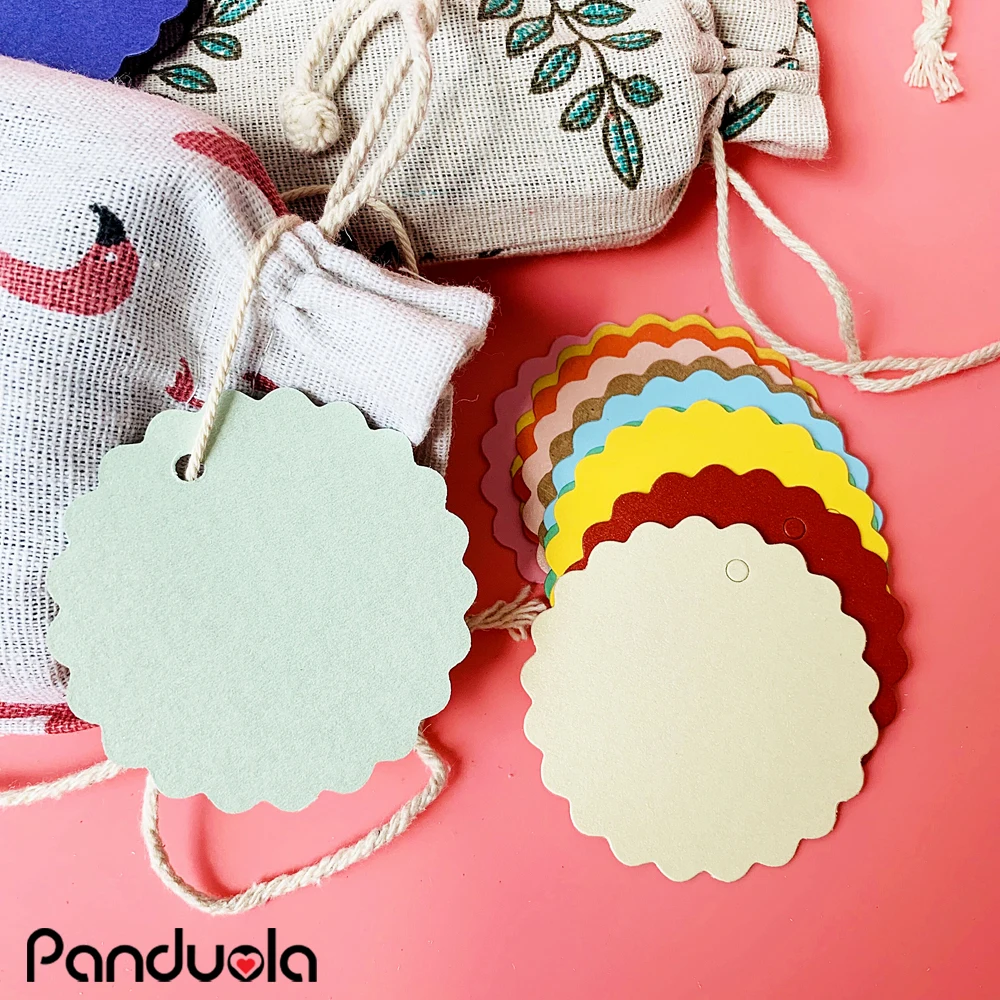 

125pcs Paper Round Shaped Price Tags DIY Handmade Wedding Party Gift Packing Label Blank Garment Hang Tags Colorful Cake Cards