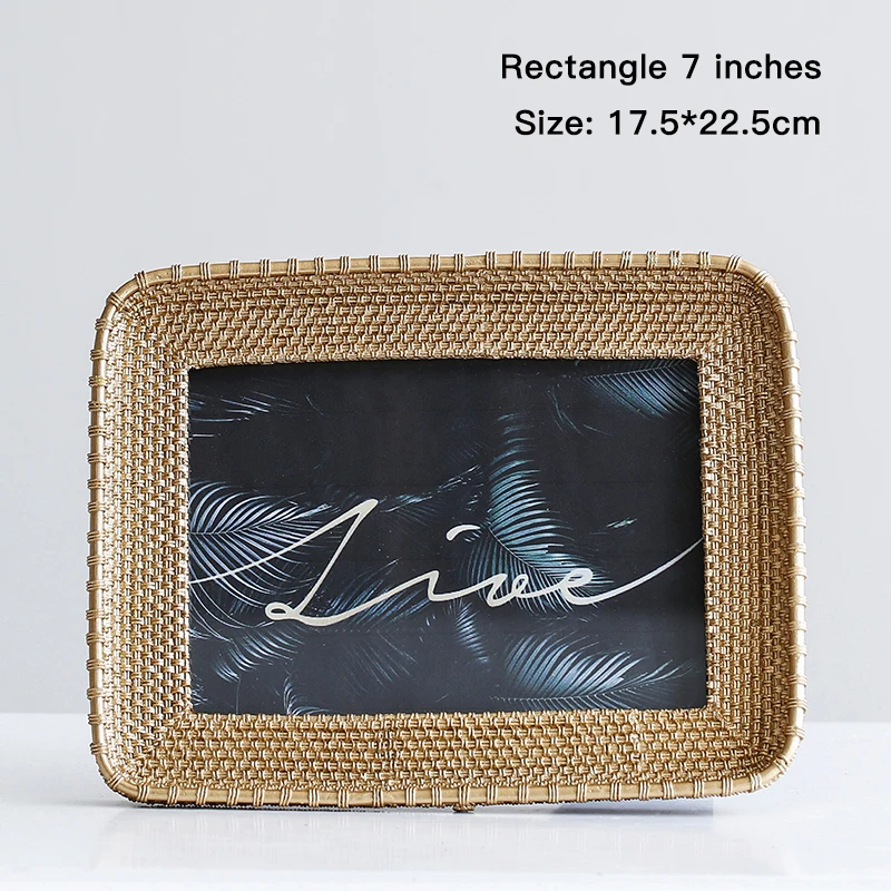 Miz 1 шт. 4 модели роскошный стиль барокко Золотой тканый домашний декор креативная коробка для фотографий из смолы настольная фоторамка подарок для друзей - Цвет: Rectangle 7 inches