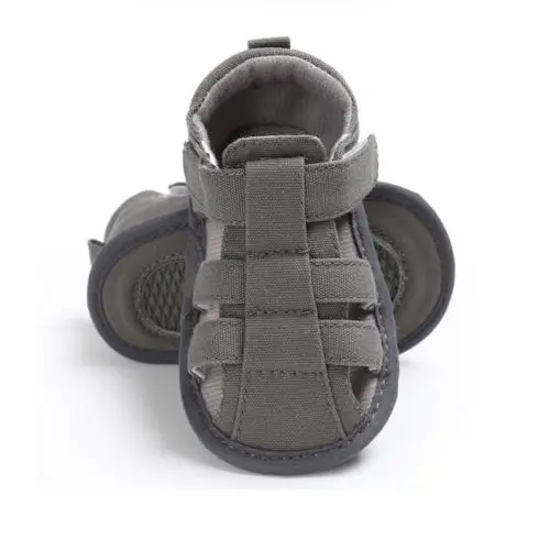 Красивая обувь унисекс для маленьких мальчиков и девочек летние сандалии с подошвами из коровьей кожи на мягкой подошве для детей от 0 до 18 месяцев Pudcoco - Цвет: Серый