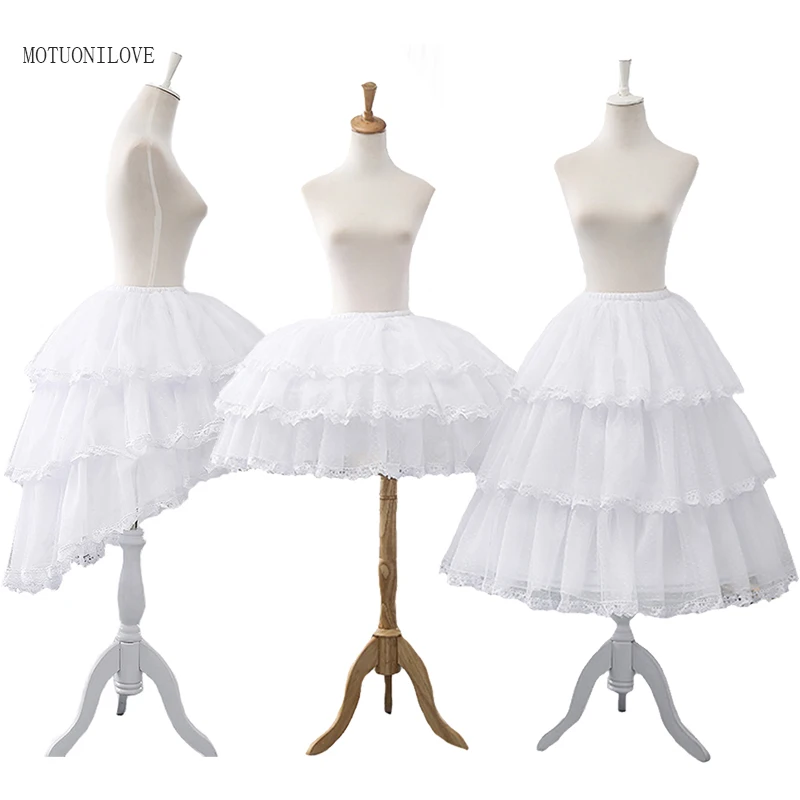 Women Girls Lolita Magic Crinoline Lace Edge Adjustable Length Petticoats Fish Bone Skirt Cosplay Dress Underskirt Hoops Skirt