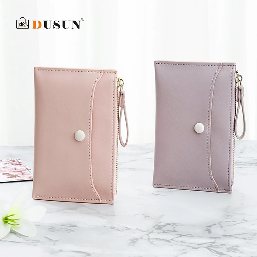 

Simple Solid Color Ladies PurseHigh Quality Short Zipper Multi-card Card Package Female Pu Leather Designer Coin Purse Coin Bag