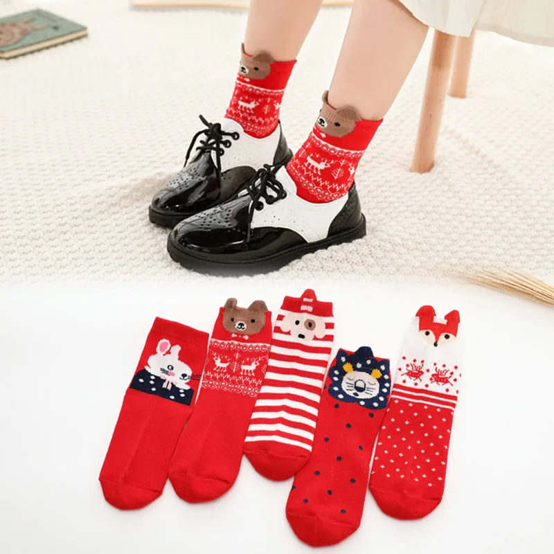 5 пар/партия, хлопковые детские носки осень-зима детские носки для маленьких мальчиков и девочек детские носки с рисунками носки для малышей рождественские носки