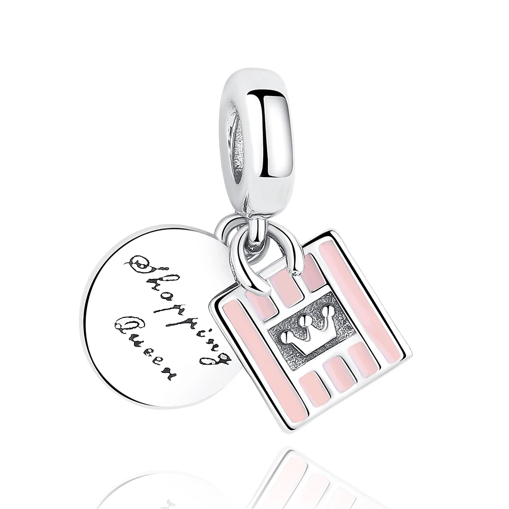 925 Sterling Silver Classic Queen Night Sky I Love You Intimate Partner Dazzling Woman Charm DIY Enamel Pendant - Окраска металла: 2053