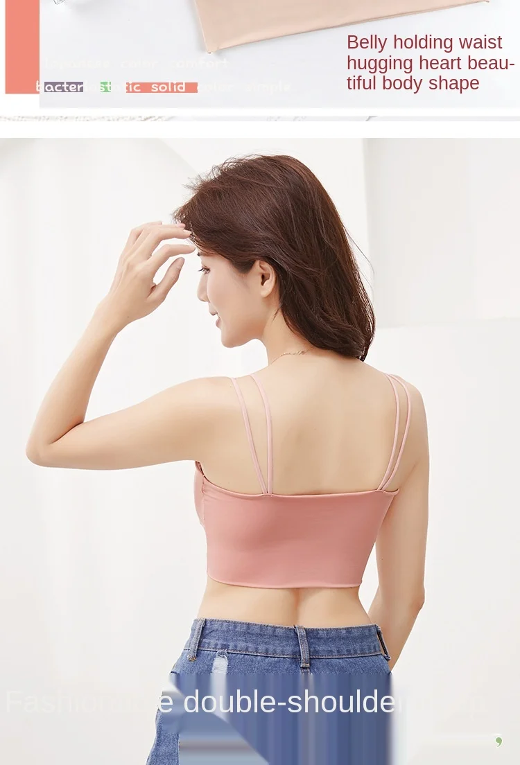 Women Cotton Underwear Tube Tops New Ice Silk Bra Fashion Sports Comfort Tank Up Sexy Solid Color Top Female Sling Bra Lingerie