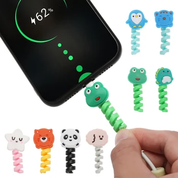 

1Pcs Cartoon Flexible Spiral Tube Cable Protector Cute Animal Pattern Wire Protetor for Apple Watch iPhone Charging Cable free