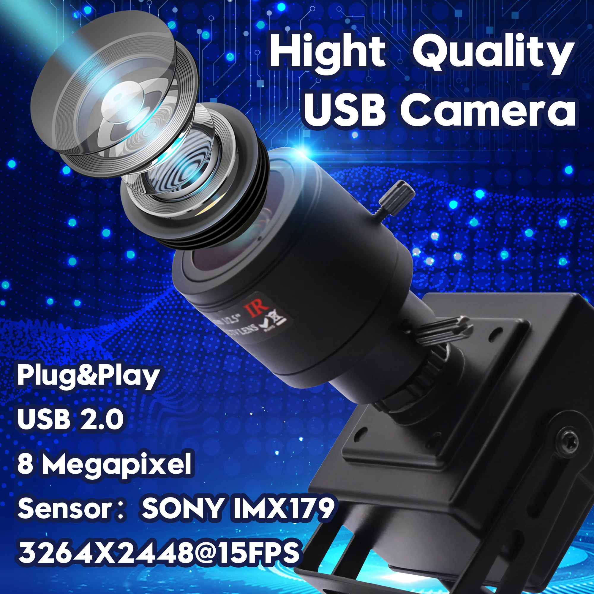 ELP HD веб камера CMOS IMX179 8MP 3264X2448 2 8 12 мм с переменным фокусным расстоянием USB для