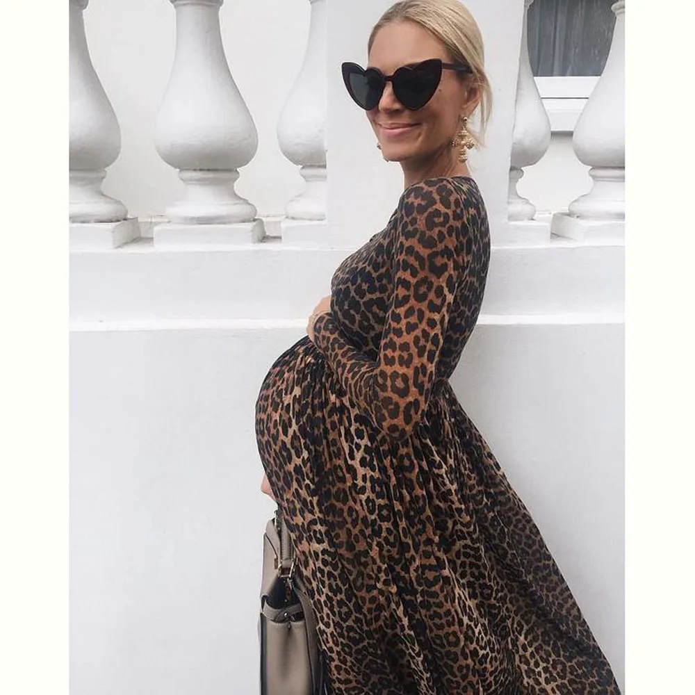 Леопардовое приталенное платье для беременных фотография для беременных реквизит для фотосессии платья для беременных для фотосессии Макси платья