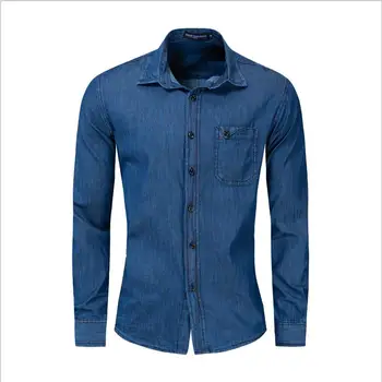 

New style plus size Men's Cotton Pocket Long Sleeve denim shirt male's large size casual cowboy shirt