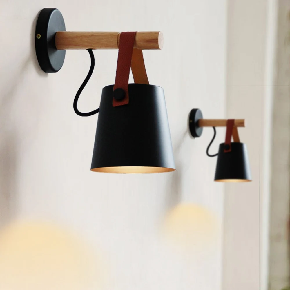  LED Wall Light Wood Wall Lamps Modern Nordic Style Wall Lamps Bed Bedside Light E27 85-265V White & - 4000191033666