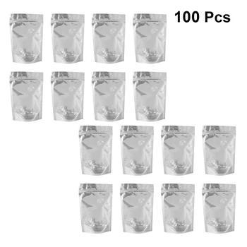 

100Pcs translucent Aluminium Foil Bag Plastic Zipper Zealed Bag Self-Sealing Food Bags Resealable Packaging Bag Pouch Silver
